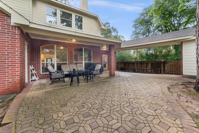 6 Cranberry Bnd, The Woodlands, TX 77381 - view of patio / terrace featuring an outdoor living space