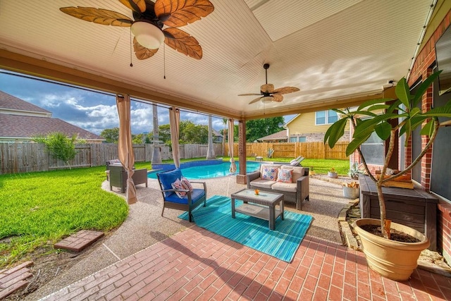 1114 Carriage Ct, Seabrook, TX 77586 - view of patio / terrace with outdoor lounge area and a ceiling fan