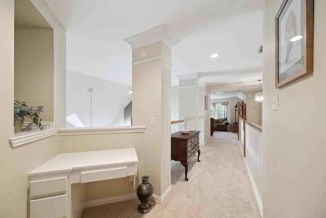 2 Slatestone Cir, The Woodlands, TX 77382 - hall featuring carpet flooring and recessed lighting