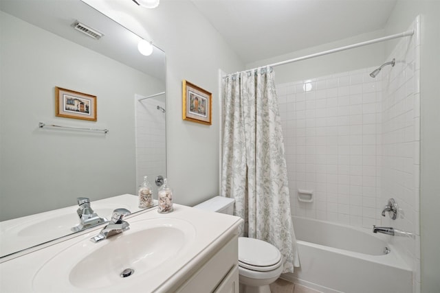 2 Slatestone Cir, The Woodlands, TX 77382 - bathroom with toilet, vanity, shower / bath combo, and tile patterned flooring