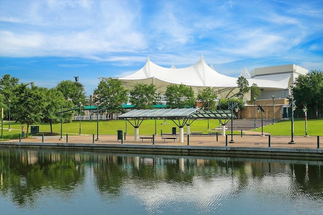 2 Slatestone Cir, The Woodlands, TX 77382 - view of home's community with a lawn and a water view