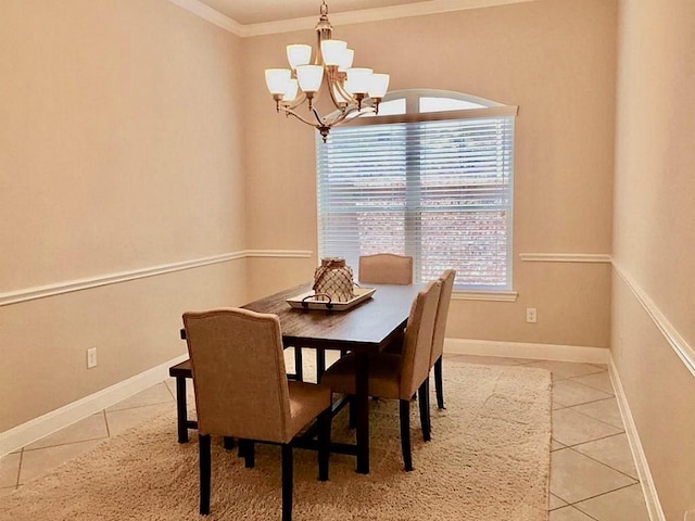 4435 Calvet Forest Dr, Katy, TX 77494 - dining room with tile patterned floors, a chandelier, ornamental molding, and baseboards