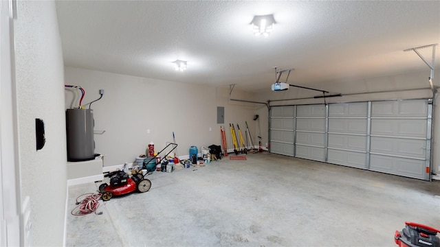247 Mistletoe, Onalaska, TX 77360 - garage with water heater, a garage door opener, and electric panel
