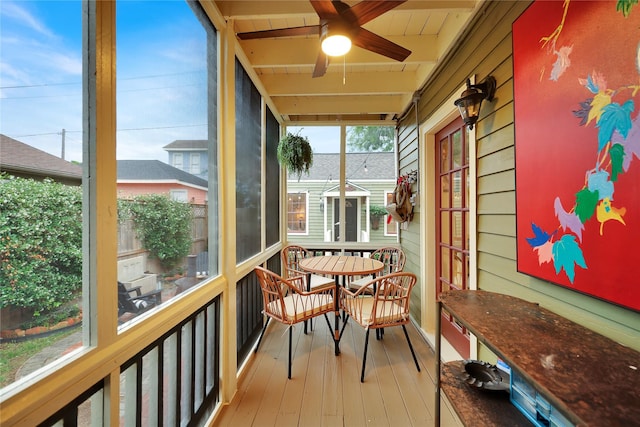 1305 Postoffice, Galveston, TX 77550 - sunroom / solarium featuring ceiling fan