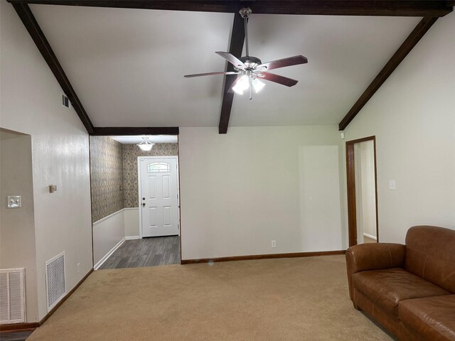 8615 Washington Blvd, Beaumont, TX 77707 - carpeted living room with ceiling fan, baseboards, and wallpapered walls