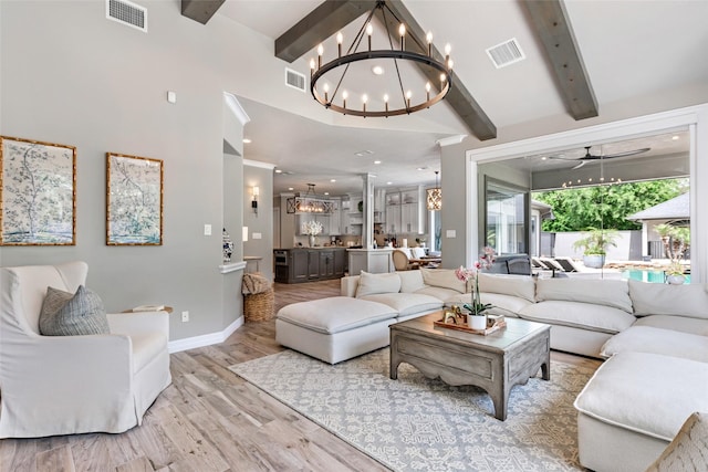 11 Turtle Cove Ct, Kingwood, TX 77346 - living area featuring a chandelier, light wood-style flooring, baseboards, and recessed lighting