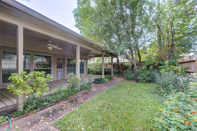 538 Everington Dr, Katy, TX 77450 - view of yard featuring a ceiling fan and a patio area