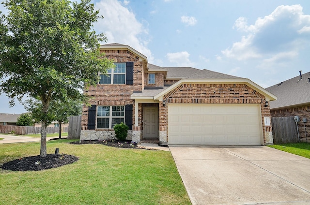 23807 Ancona Ct, Katy, TX 77493 - traditional home with brick siding, driveway, a garage, and a shingled roof