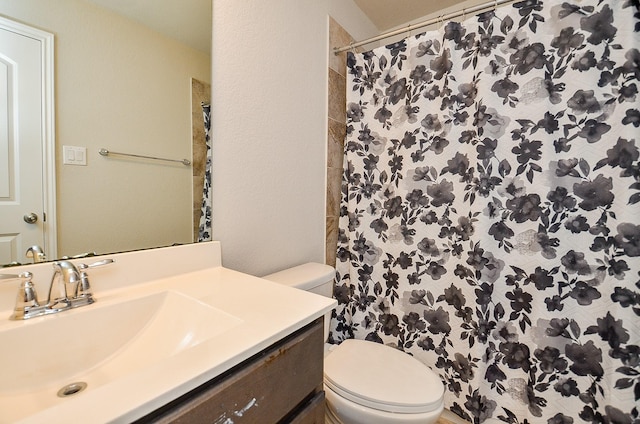 23807 Ancona Ct, Katy, TX 77493 - bathroom with toilet, a shower with curtain, and vanity