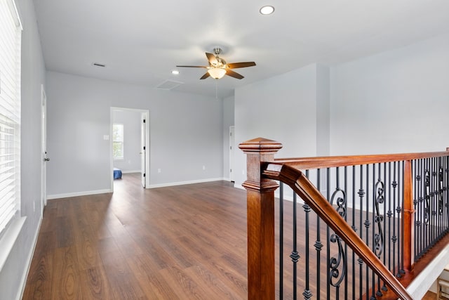 953 Rd 5606, Cleveland, TX 77327 - unfurnished room featuring ceiling fan, dark wood-type flooring, baseboards, and recessed lighting