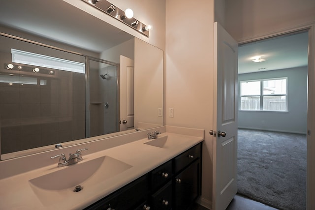 10314 White Fir Villa Ave, Houston, TX 77044 - full bathroom with a stall shower and double vanity