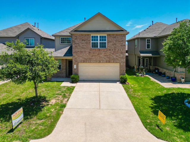 10314 White Fir Villa Ave, Houston, TX 77044 - traditional-style house featuring an attached garage, brick siding, driveway, and a front lawn