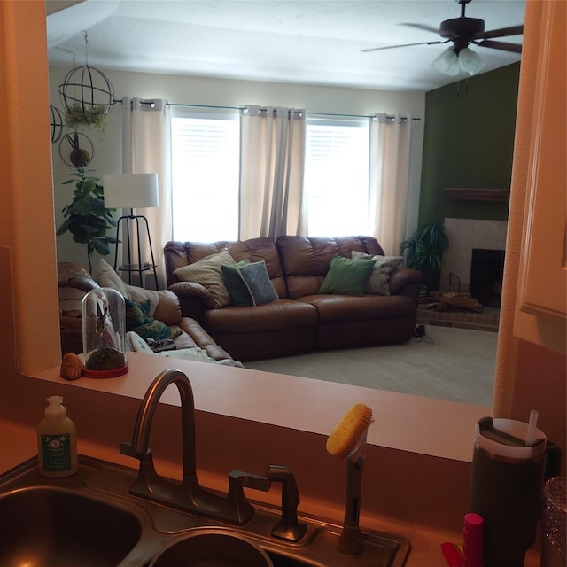 13564 Miller Ln, Willis, TX 77318 - living area with ceiling fan