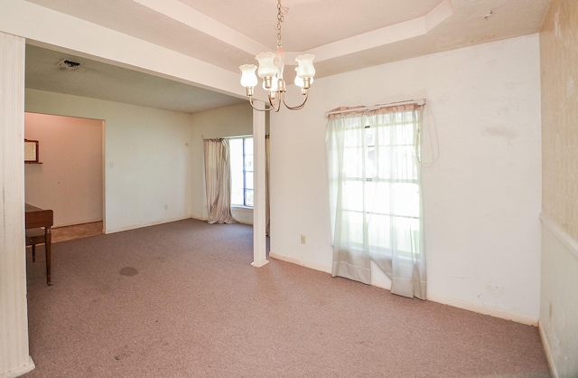 346 9th St, Hempstead, TX 77445 - empty room featuring carpet floors, a chandelier, and baseboards