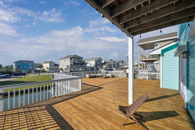 1022 Long Reach Dr, Tiki Island, TX 77554 - wooden deck featuring a residential view