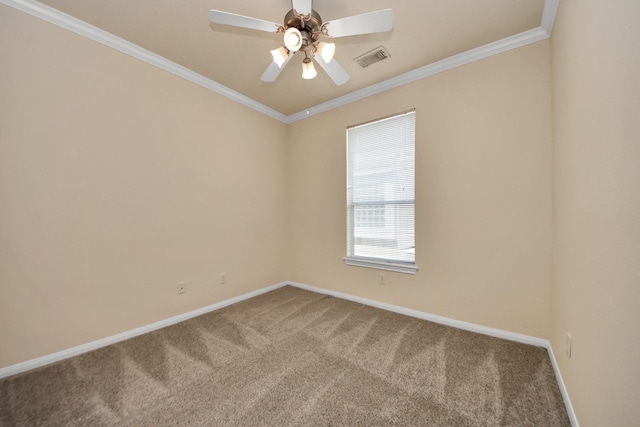 17127 Sheffield Pines Ln, Houston, TX 77095 - carpeted empty room with baseboards, crown molding, and a ceiling fan