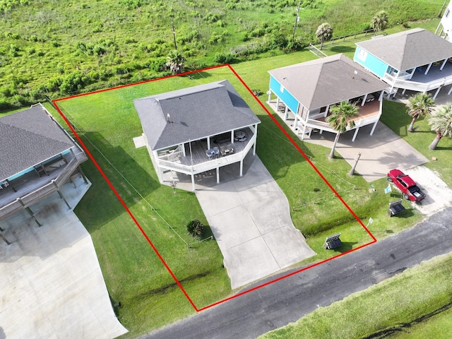 3229 Castle Dr, Crystal Beach, TX 77650 - aerial view of property and surrounding area featuring property boundaries highlighted