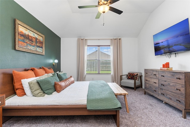 3221 Climbing Gardens Ct, Conroe, TX 77301 - bedroom featuring light colored carpet, a ceiling fan, and lofted ceiling