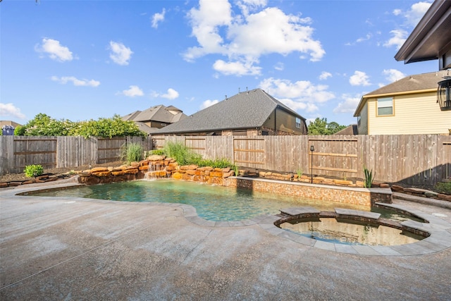 17726 Rough River Ct, Humble, TX 77346 - view of swimming pool featuring a fenced backyard, a patio, and an in-ground hot tub