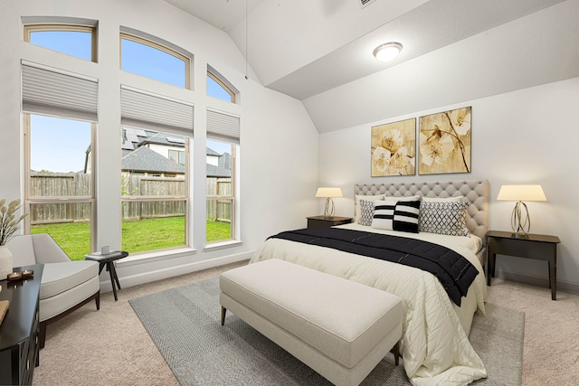 4107 Maple Glen Dr, Fulshear, TX 77441 - bedroom featuring carpet flooring, lofted ceiling, and baseboards