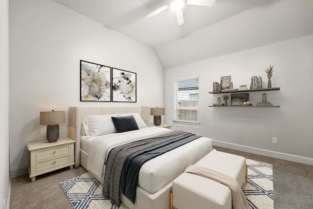 4107 Maple Glen Dr, Fulshear, TX 77441 - bedroom featuring carpet flooring, baseboards, lofted ceiling, and ceiling fan