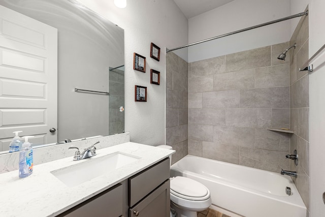 4107 Maple Glen Dr, Fulshear, TX 77441 - full bathroom with toilet, shower / tub combination, vanity, and a textured wall