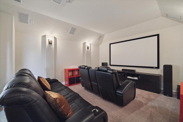19534 Juniper Breeze Ln, Spring, TX 77379 - carpeted cinema featuring vaulted ceiling and baseboards