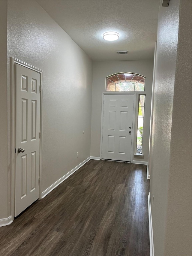2702 Orchard Creek Ln, Katy, TX 77494 - entrance foyer with dark wood-type flooring, baseboards, and a textured ceiling