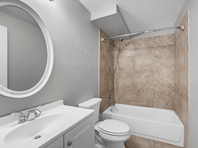 1811 39th St, Galveston, TX 77550 - bathroom with toilet, vanity, shower / bath combination, and tile patterned flooring