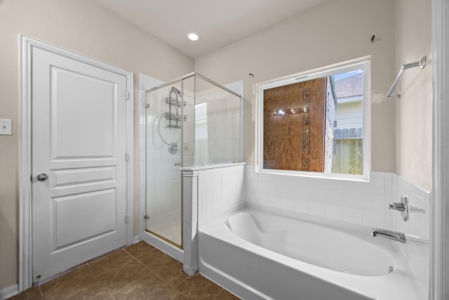 6026 Coleus St, Crosby, TX 77532 - bathroom with a stall shower, a bath, and tile patterned floors