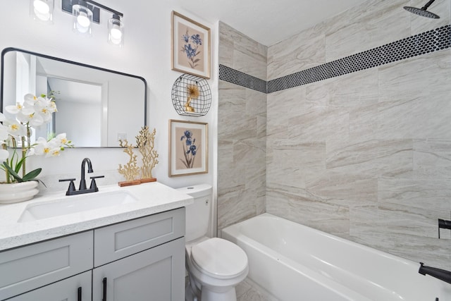 7511 Londres Dr, Houston, TX 77083 - full bath featuring toilet, vanity, and bathtub / shower combination