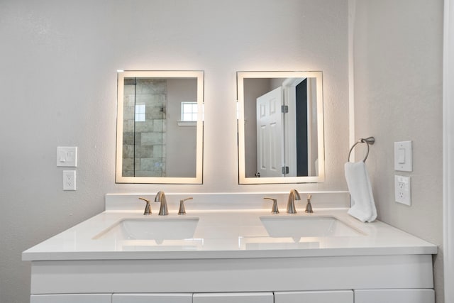 23401 Termini San Luis Pass Rd, Galveston, TX 77554 - bathroom with double vanity and tiled shower