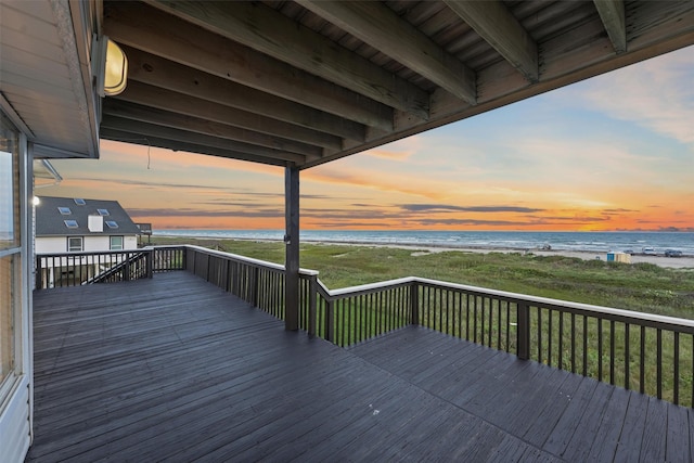 23401 Termini San Luis Pass Rd, Galveston, TX 77554 - wooden terrace featuring view of water and beach
