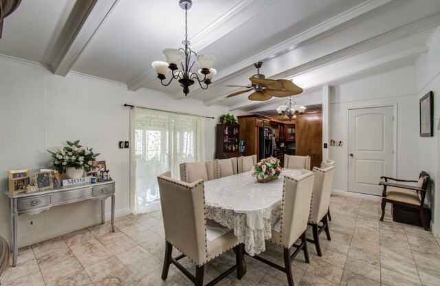 12313 Kayla Ln, Houston, TX 77015 - dining area featuring a chandelier, ceiling fan, and ornamental molding