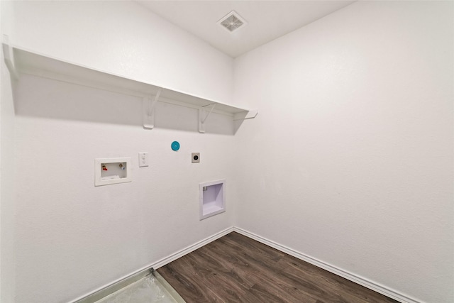 5810 Dry Brush Pl, Katy, TX 77493 - laundry room featuring dark wood-type flooring, baseboards, hookup for a washing machine, and electric dryer hookup