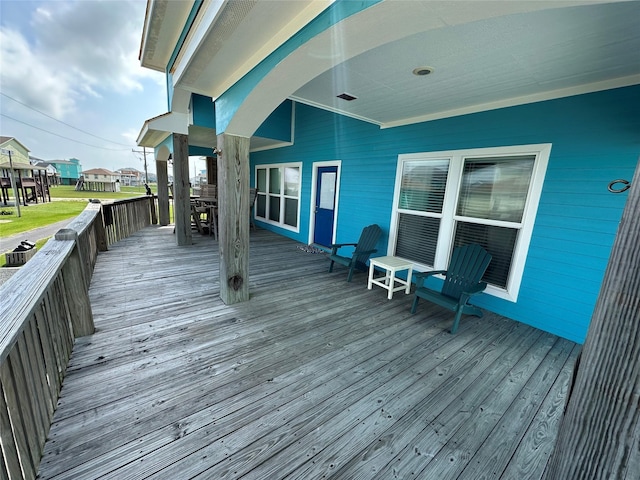 2029 Idyle Vw, Crystal Beach, TX 77650 - wooden deck with outdoor dining area