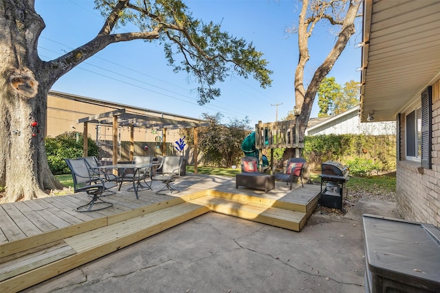 1615 Shadow Bend Dr, Houston, TX 77043 - view of patio / terrace featuring a deck, outdoor dining area, and grilling area