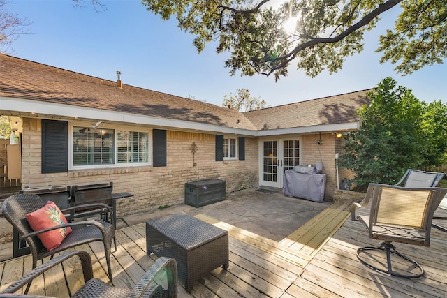 1615 Shadow Bend Dr, Houston, TX 77043 - wooden terrace with french doors