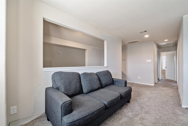 2910 High Garden Ln, Fresno, TX 77545 - carpeted living room featuring attic access, recessed lighting, and baseboards
