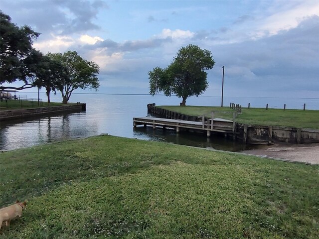 21 Clearview St, Point Blank, TX 77364 - dock featuring a water view and a lawn
