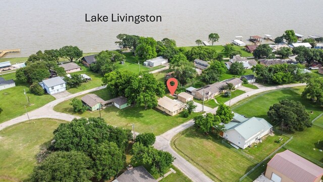 21 Clearview St, Point Blank, TX 77364 - aerial view of property's location featuring nearby suburban area and a large body of water
