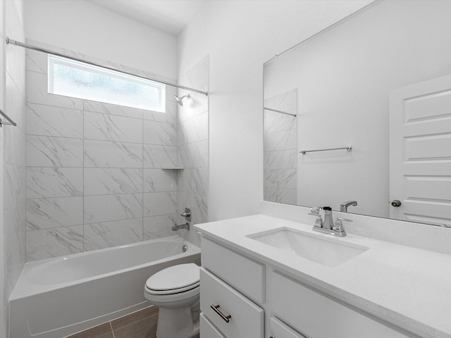 14674 Hereford Grove Ln, Montgomery, TX 77316 - bathroom featuring toilet, shower / tub combination, vanity, and tile patterned floors