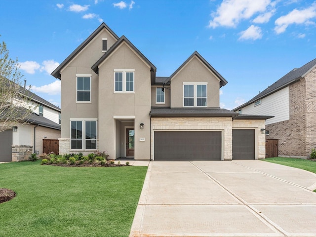 14690 Hereford Grove Ln, Montgomery, TX 77316 - view of front facade with stone siding, stucco siding, concrete driveway, and an attached garage