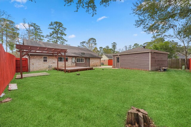 2407 Rambling Brook Dr, Spring, TX 77373 - rear view of property featuring a pergola, a deck, and roof with shingles