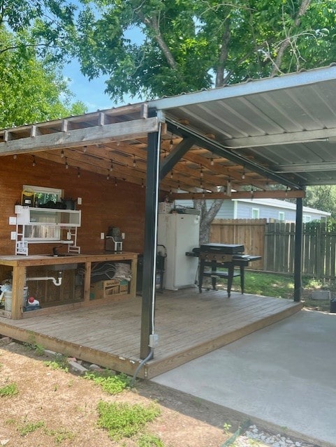 17102 Dewgrass Dr, Houston, TX 77060 - view of patio featuring fence, area for grilling, and a wooden deck