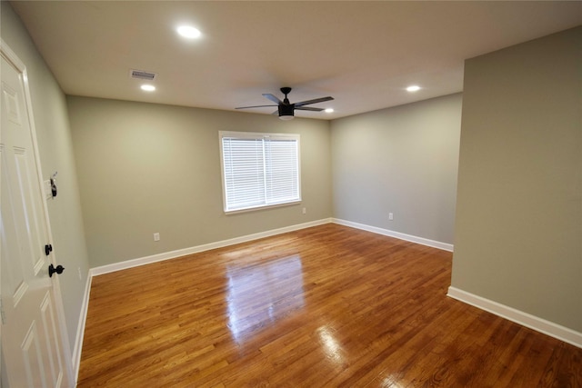 8130 Sharondale Dr, Houston, TX 77033 - spare room with ceiling fan, wood finished floors, recessed lighting, and baseboards