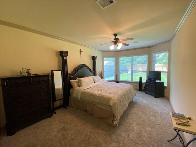 15 S Marshside Pl, Spring, TX 77389 - bedroom featuring crown molding, carpet, and ceiling fan