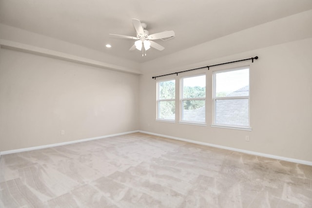 14542 Northern Mountain Ct, Houston, TX 77090 - empty room featuring baseboards, ceiling fan, light carpet, and recessed lighting