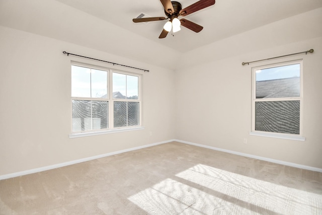 14542 Northern Mountain Ct, Houston, TX 77090 - empty room with carpet, a ceiling fan, baseboards, and vaulted ceiling
