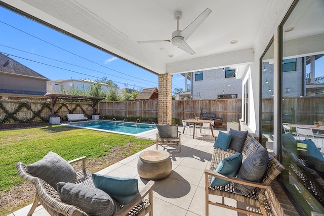 1211 Chamboard Ln, Houston, TX 77018 - view of patio featuring a ceiling fan